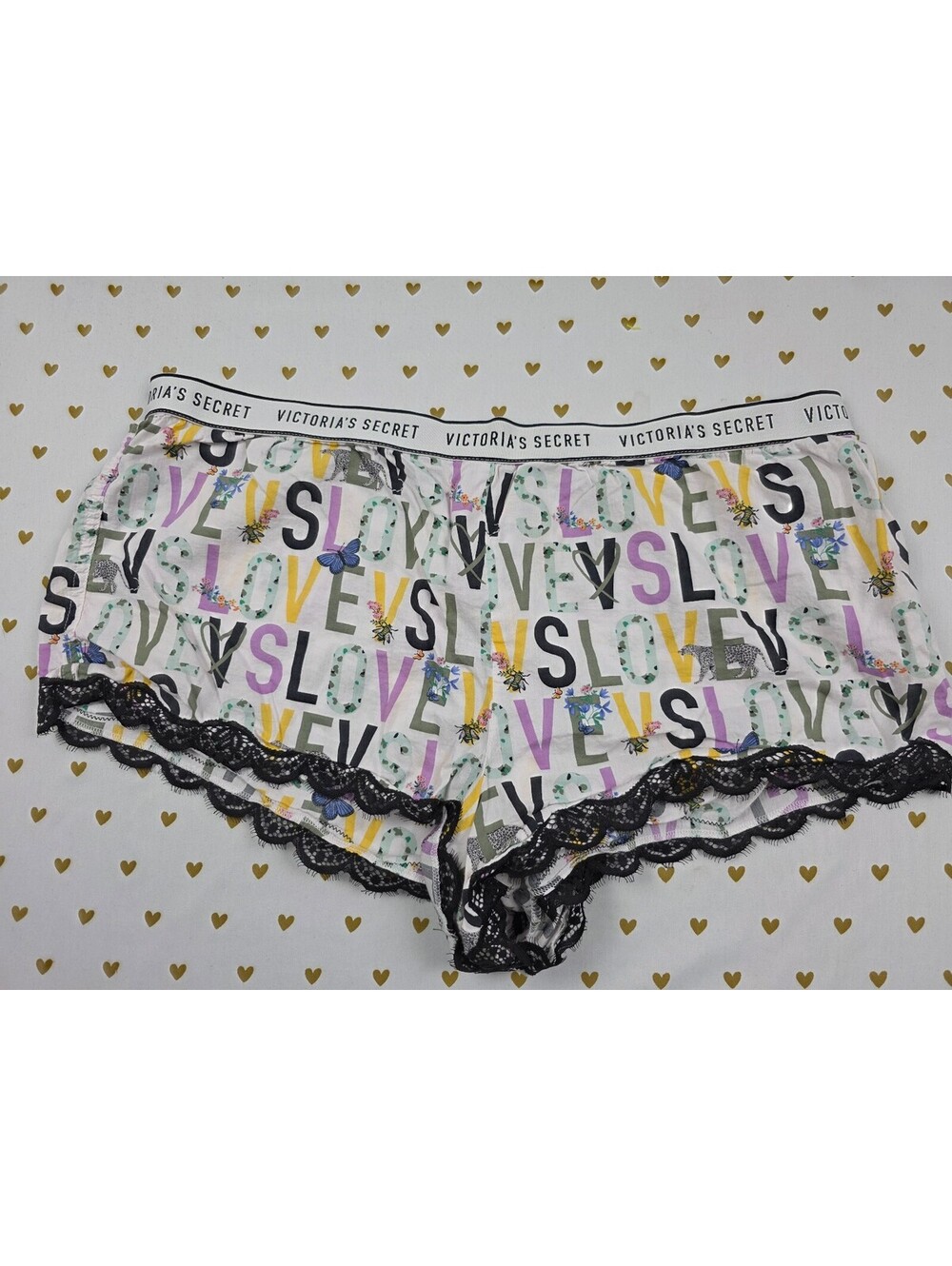 Victorias Secret Logo Ruffle XL Sleep Shorts Boxers Pajama Bottoms